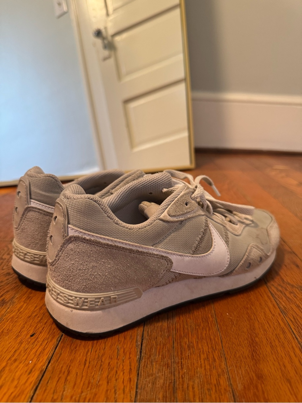 Vintage Nike Tan Suede & Mesh Sneakers with White Swoosh